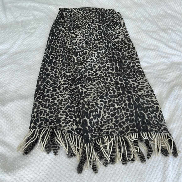 Gabriella Accessories - 100% Wool Shawl Scarf Wrap with real fur fringe.